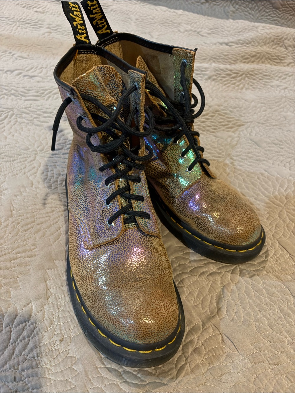 Dr. Martens Iridescent Metallic Lace-Up Combat Boots
